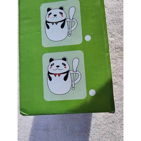 NEW Panda Tea Cup with Spoon and Lid Kawaii Japan Figural Coffee Mug - Picture 4 of 10